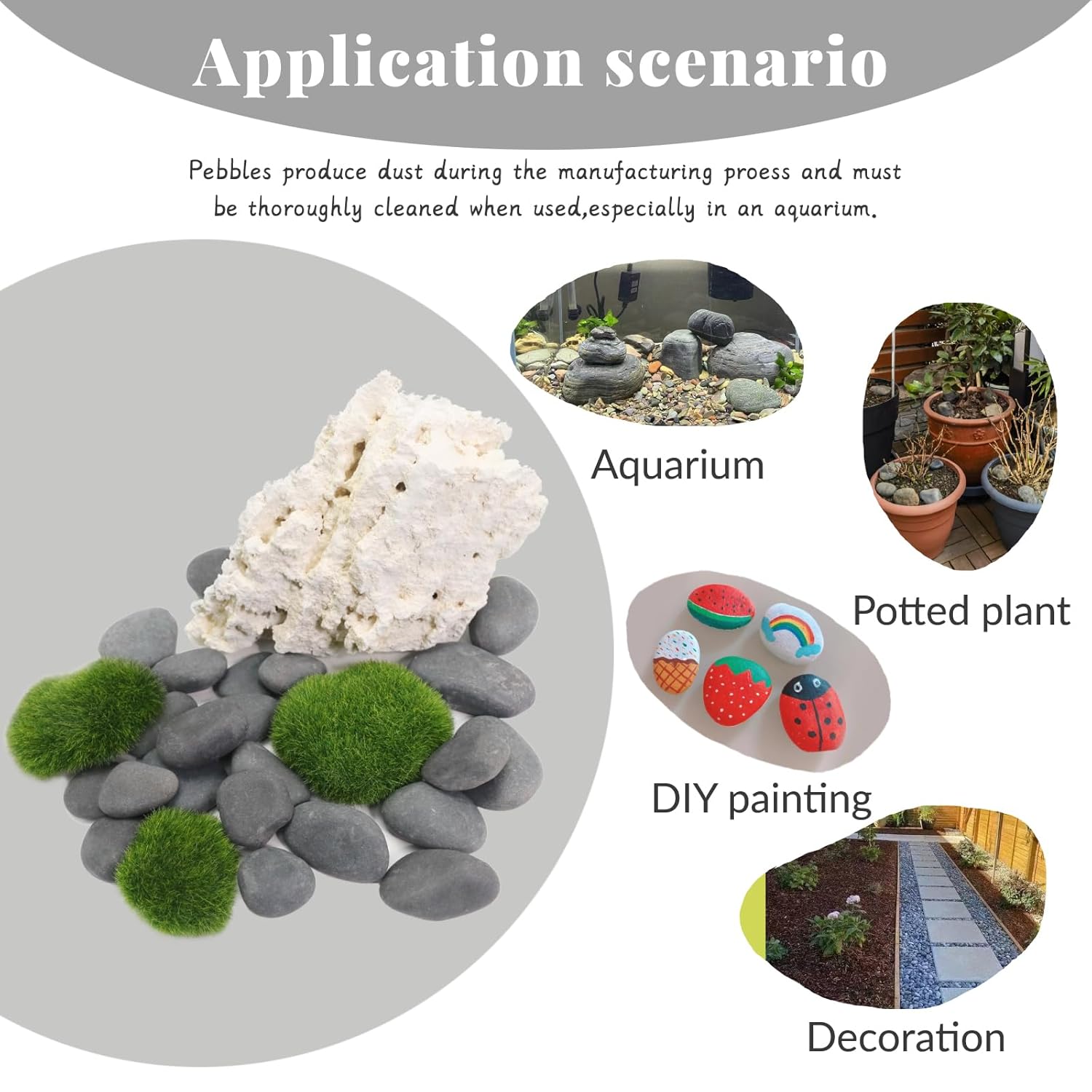 10LB Black Stones Pebbles River Rocks, Natural Beach Pebbles, 1-2" Garden Decorative Stones-1-2 Large Plant Rocks,Ideal for Aquarium, Home Decor