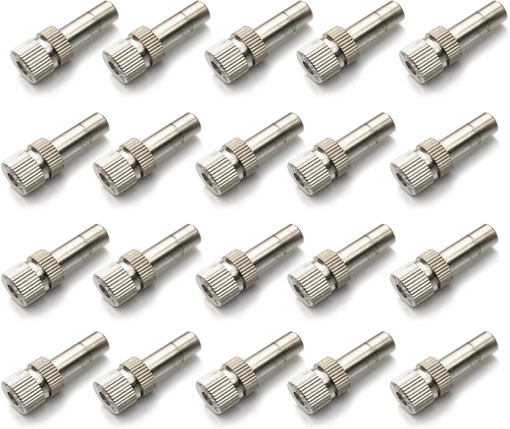 20pcs Brass Mister Nozzles, 6mm Misting Nozzles for Outdoor Cooling System, Landscaping, Air Humidification, Greenhouse Irrigation (without Filter, 0.028"/0.7mm Orifice)