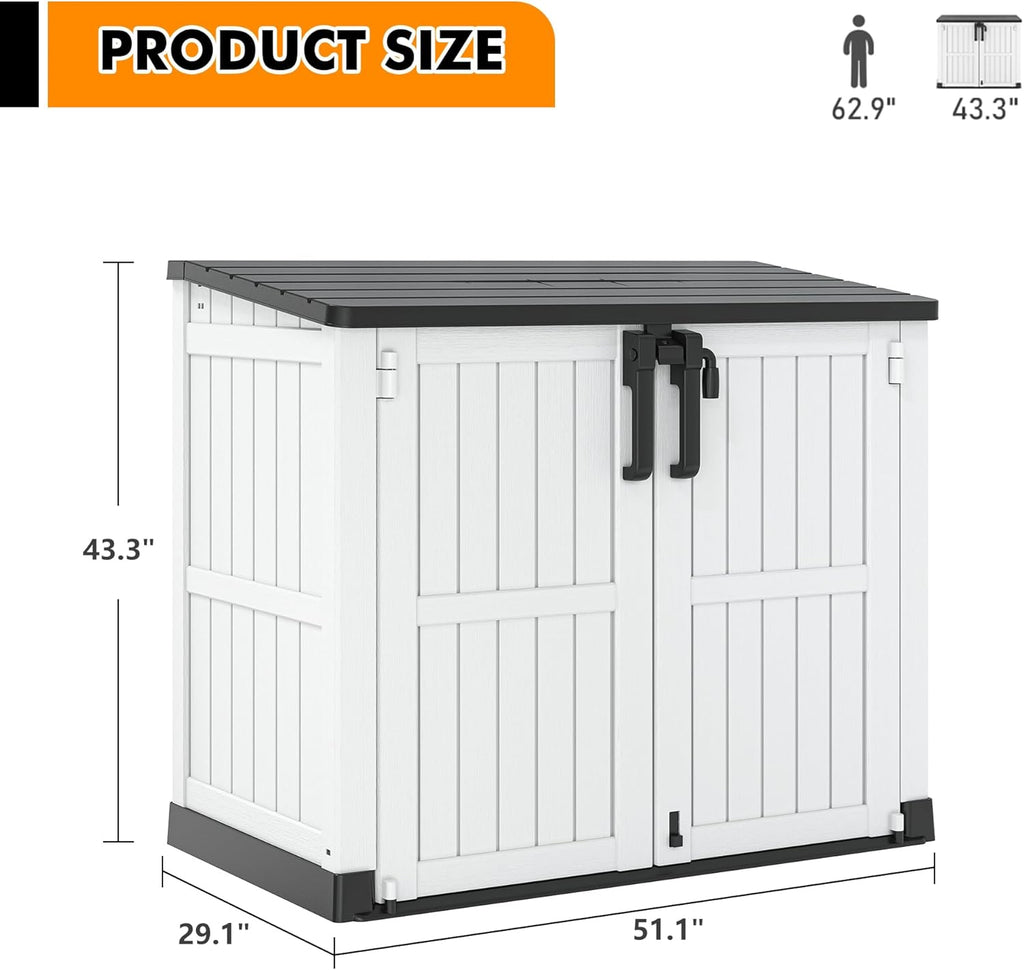 NUNU LAB Outdoor Storage Cabinet 36 Cu.Ft Garden Storage Shed Waterproof Lockable for Garden Hoses, Generator, and Lawn Mower
