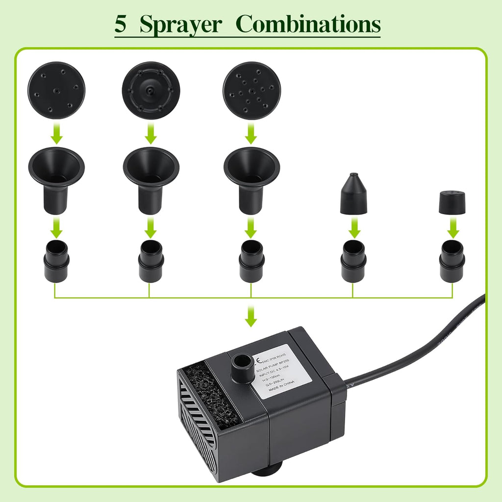 Solar Water Fountain for Bird Bath Solar Water Pump with Seperated Solar Panel 2.5w 5v Solar Powered Water Fountain for Small Pond Garden Water Feature Decoration