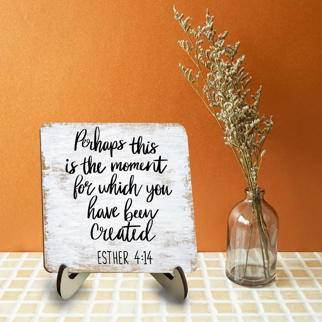 Motivational Wood Sign Rustic Desk Decor Home Farmhouse Office Decor Work Table Desk Accessories Decorative Christian Religious Bible Verse Faith Decorations Office Supplies Bedroom Cubicle Decor