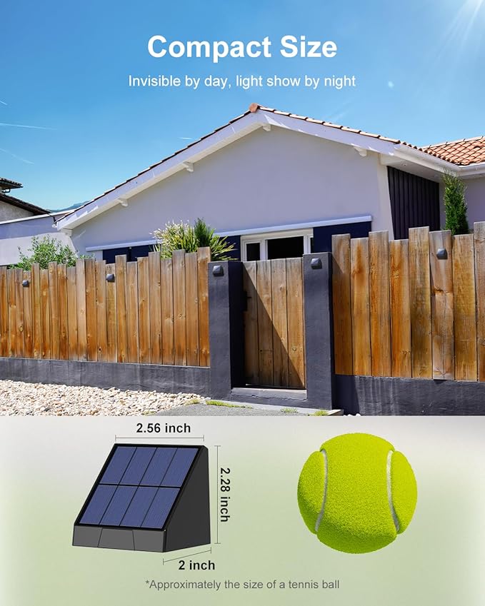 12 Pack Decorative Solar Powered Fence Lights Outdoor Waterproof with Cool White LED Spot Lens, for Outside Wall, Deck, Patio, Yard, Rail, Garage, Pool, Designed for Enhanced Security, Easy Install