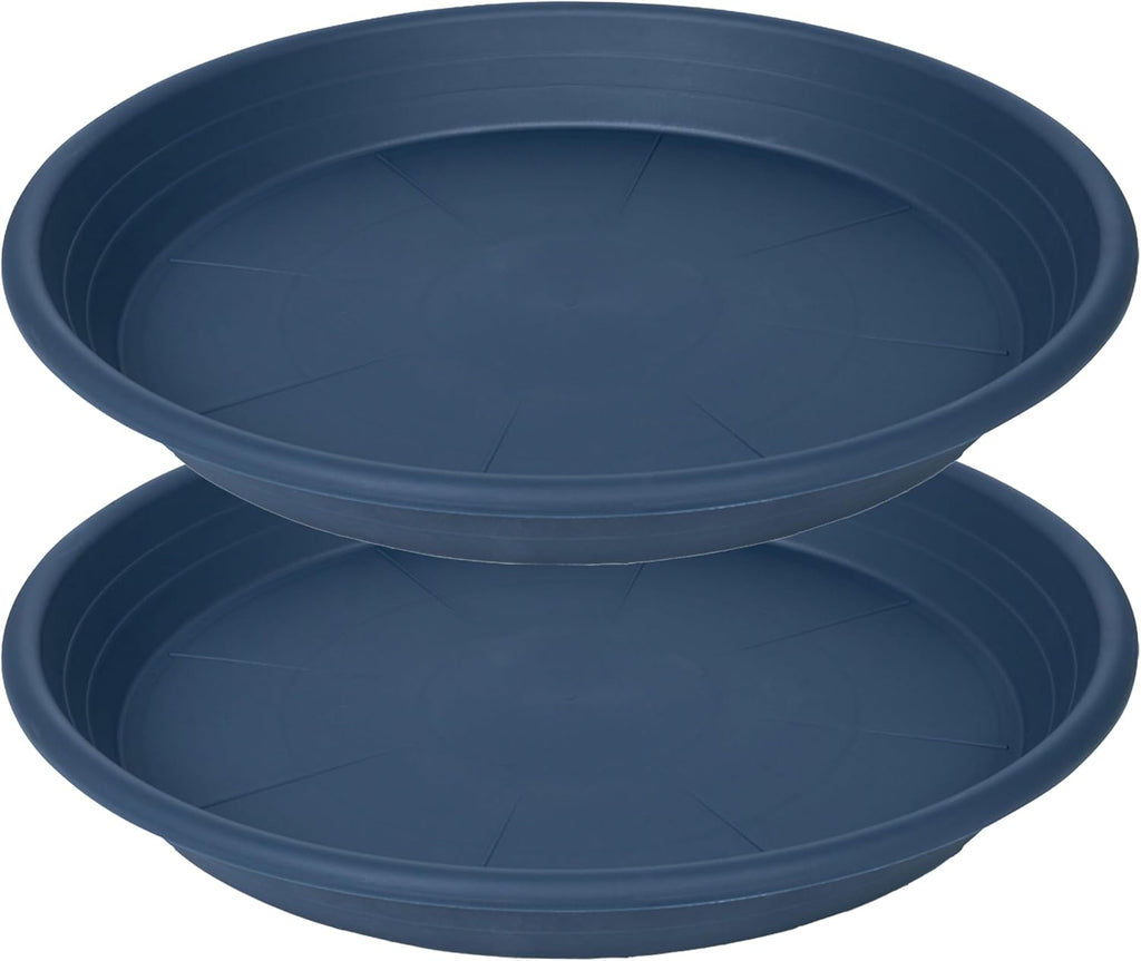 2 Pack of 22 inch Plant Saucer, Large Plant Tray, Heavy Sturdy Plant Drainage Tray for Indoors, Bird Bath Bowls, Sturdy Plastic Pot Tray for Planter 20 21"(Blue)