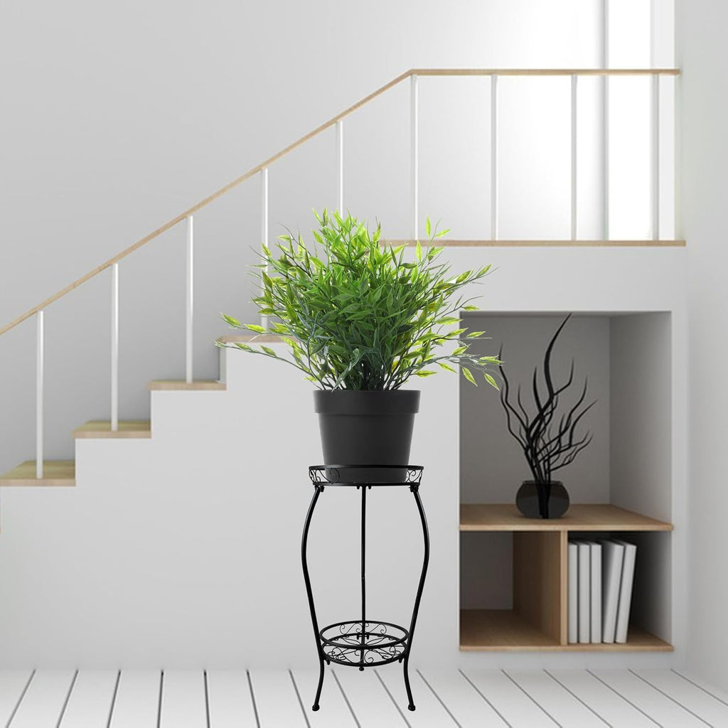 Metal Plant Stand 2 Tier Indoor Outdoor, 2 Pack Tall Flower Pot Shelf Rustproof Stable Heavy Duty Corner Stand, 28 inch Multiple Plant Display Rack for Living Room Patio Balcony Garden