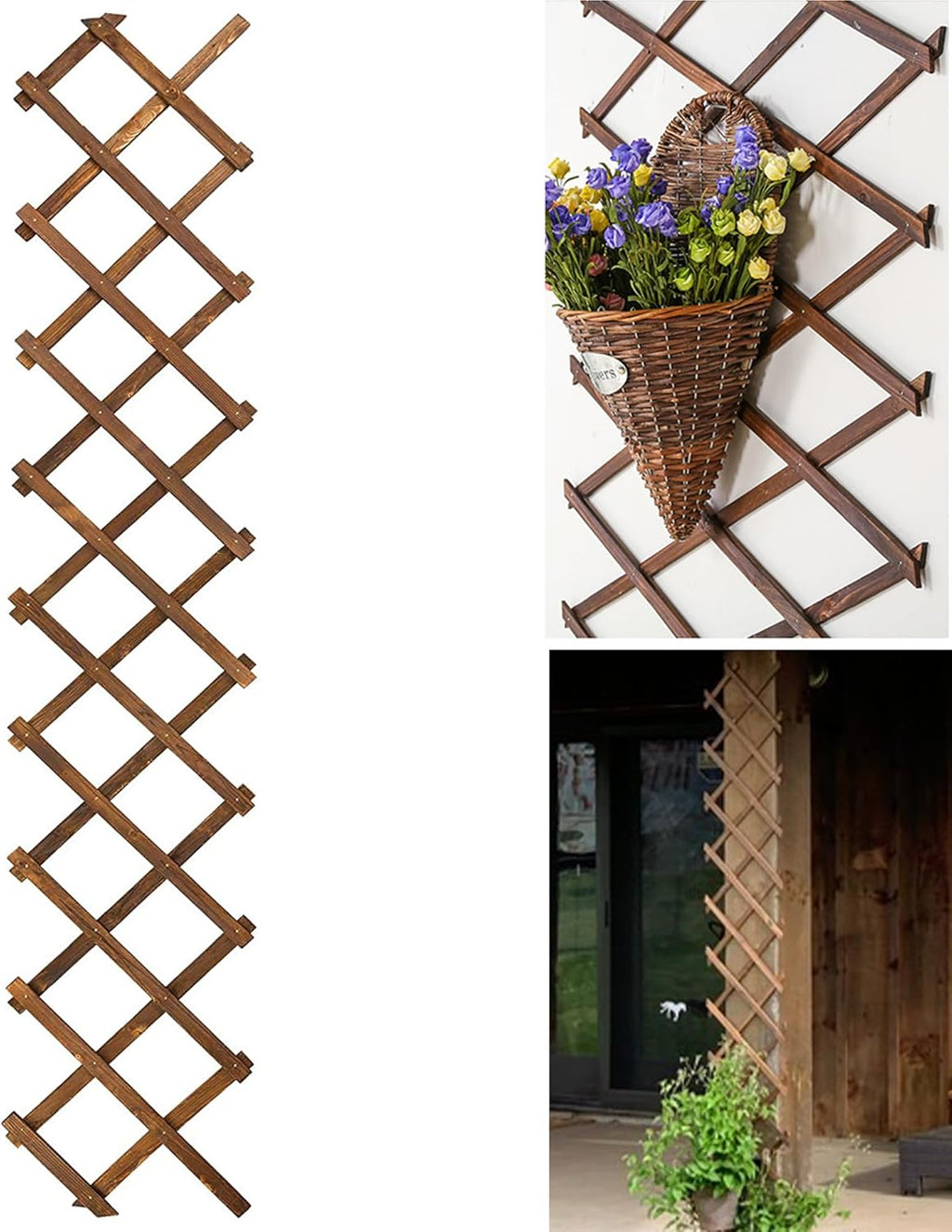 Wooden Lattice Wall-Expandable Plant Garden Trellis for Climbing Plants Outdoor Air Plant Vertical Rack Wall Decor for Room Patio