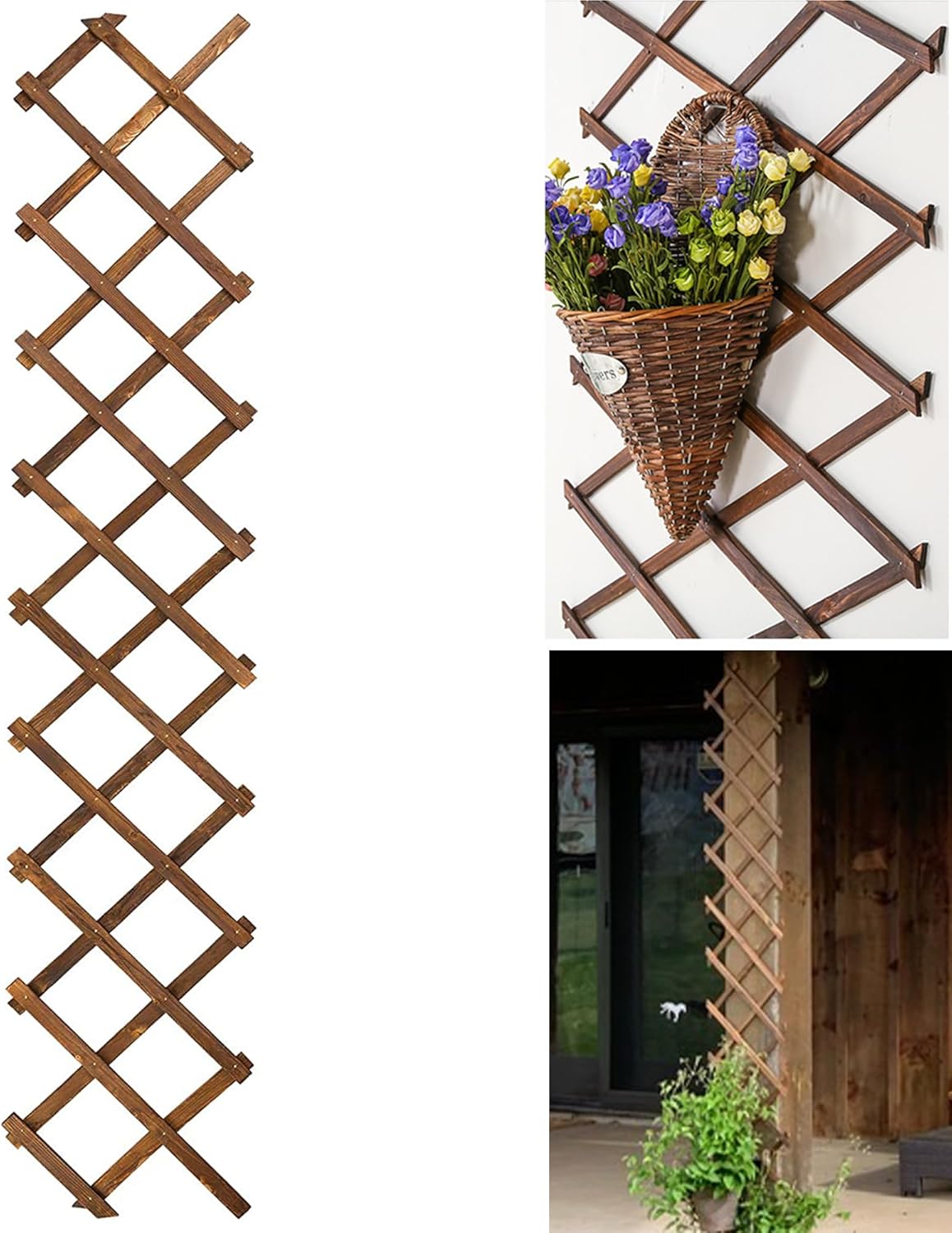 Wooden Lattice Wall-Expandable Plant Garden Trellis for Climbing Plants Outdoor Air Plant Vertical Rack Wall Decor for Room Patio