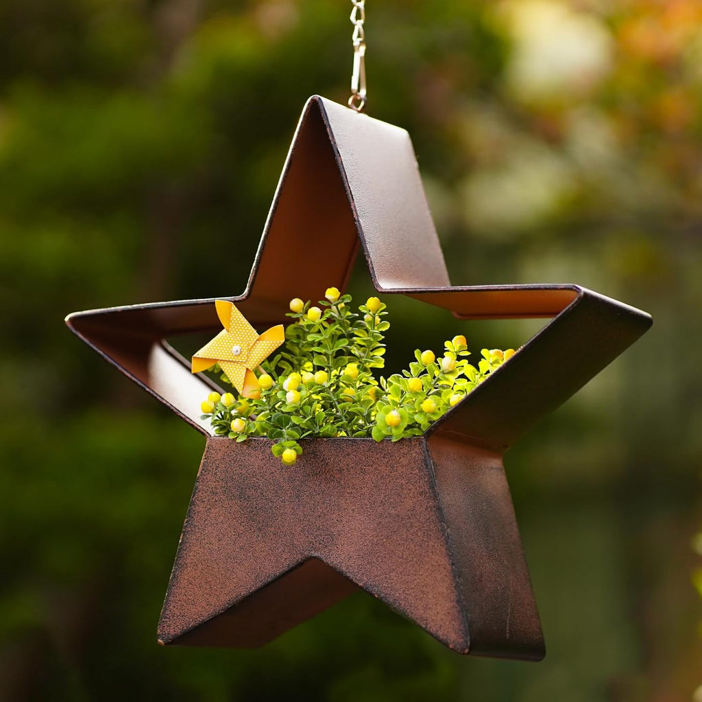 Metal Hanging Planters for Indoor & Outdoor Plants - Star Shaped Planters for Wall or Window,Garden Patio or Indoor Decor for Women(Cooper)