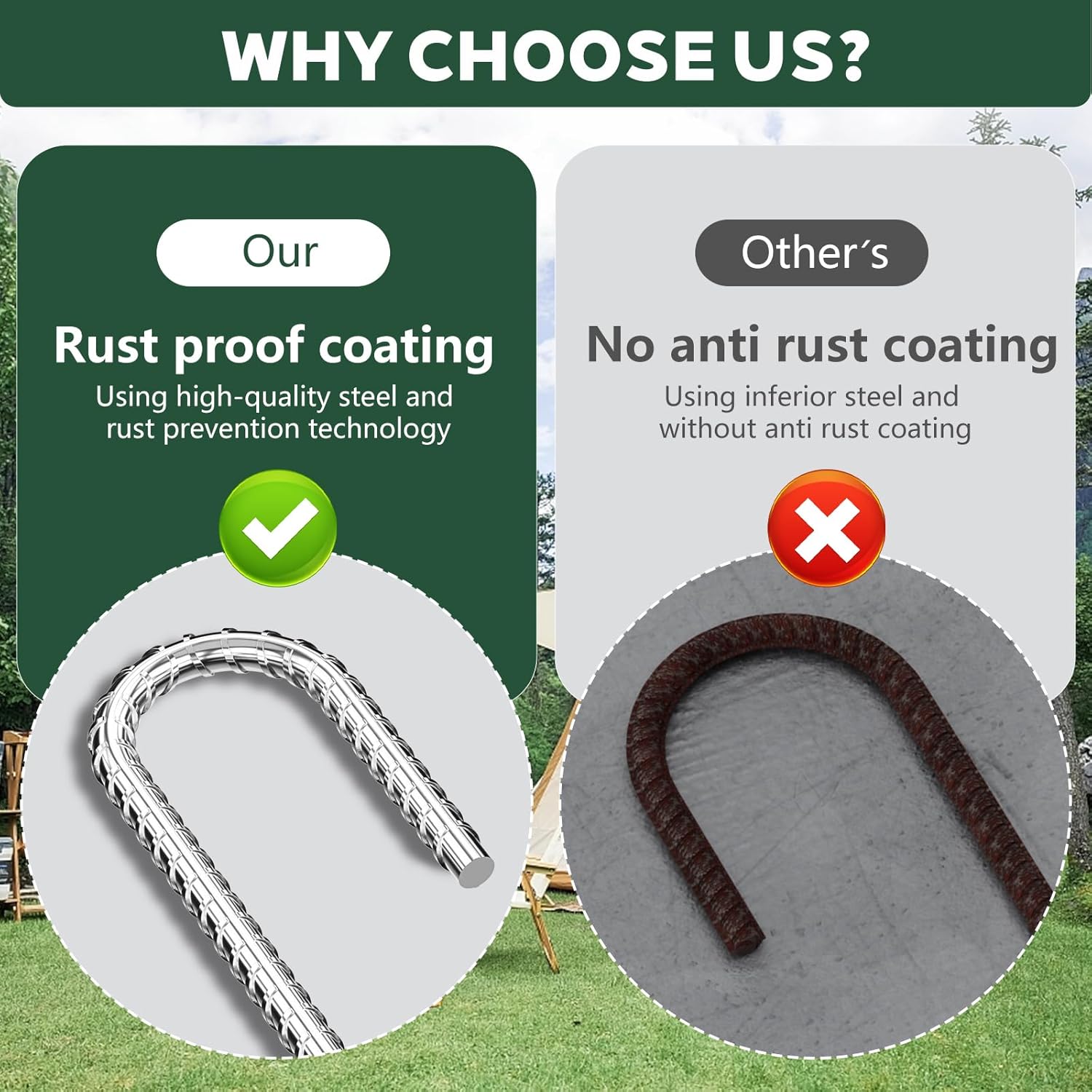 10 Pieces J Hooks Rebar Metal Tent Stakes 16 Inch Galvanized Ground Anchors Yard Stakes for Landscape Fabric Artificial Turf Heavy Duty Anti Rust for Outdoor Lawn Decorations Inflatables Swing Set