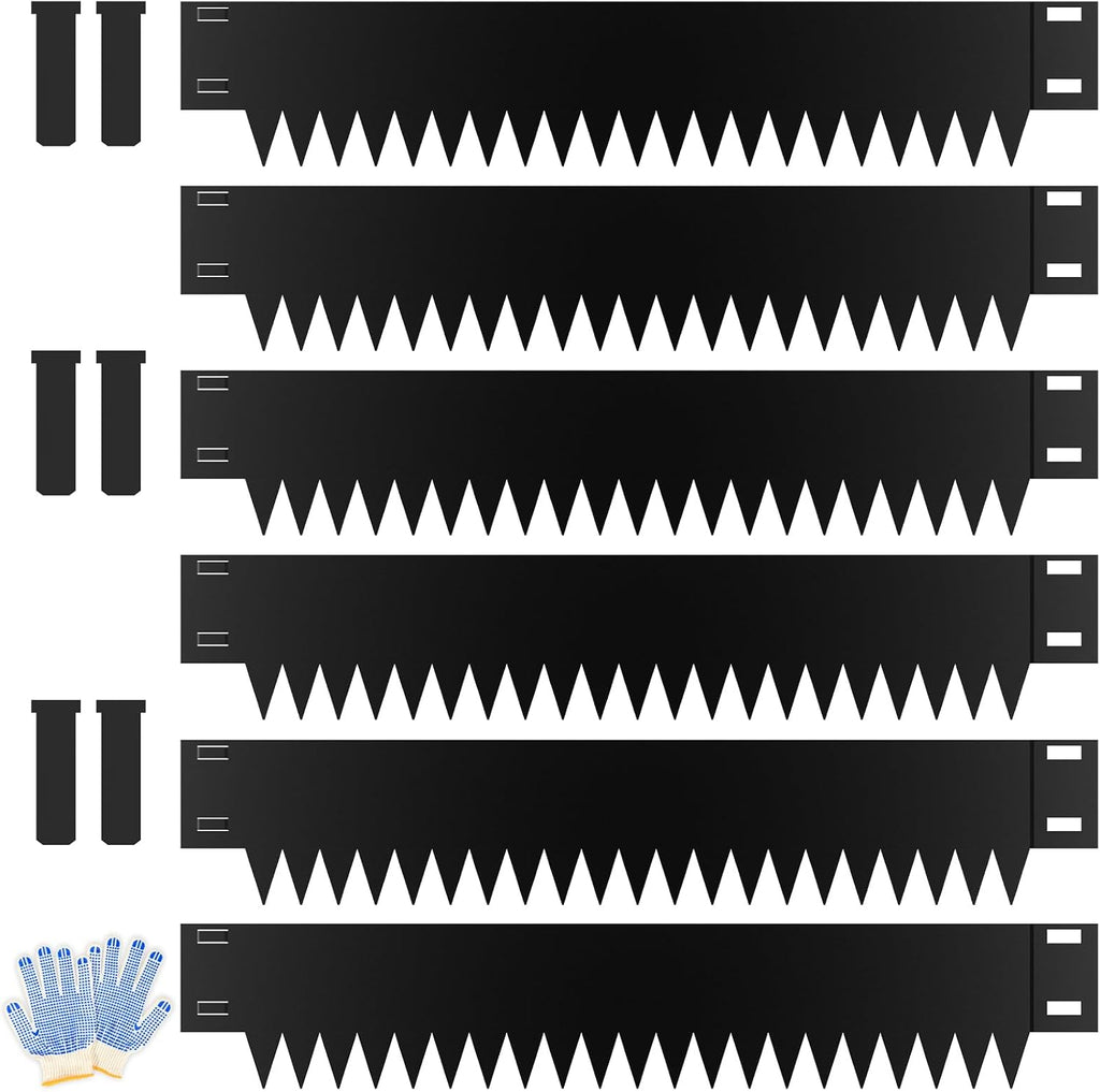 Metal Landscape Edging 6-Pack, Galvanized Steel Garden Edging - 40" L x 6" H Strips - Metal Edging Border w/ 6 Clips - Edge for Lawn Yard, Black