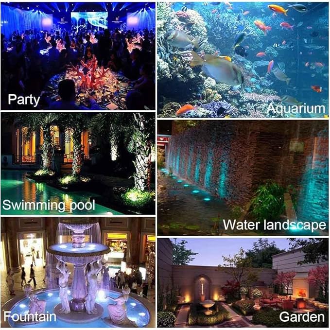 RGB Pond Lights, Underwater LED RGB Colored Fountain Lights IP68 Waterproof Spotlight Timing Adjustable Submersible Spot Lights for Fish Pond Garden Waterfall (Set of 8)