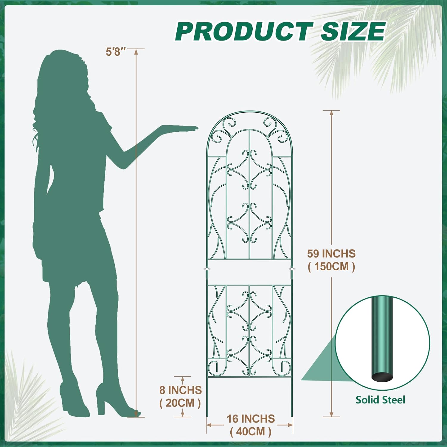 4 Pack Metal Garden Trellis for Climbing Plants,Green Metal Garden Trellis for Vines Plant Rose Vegetable Support,Large Decorative Outdoor Trellis