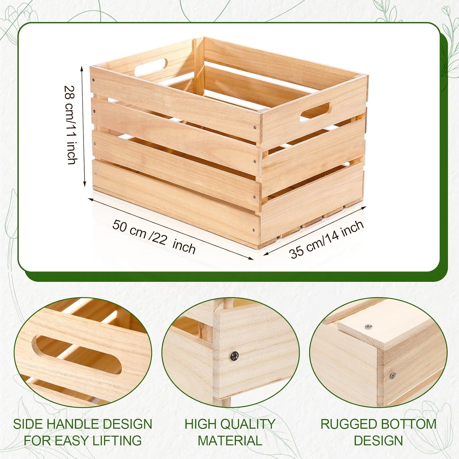 Weysat 3 Pack Large Wood Crates Box for Storage Unassembled 20 x 14 x 11'' Wooden Milk Crates with Handles Decorative Nesting Box for Display Unfinished Rustic Decor DIY Office Home Retail Art Craft