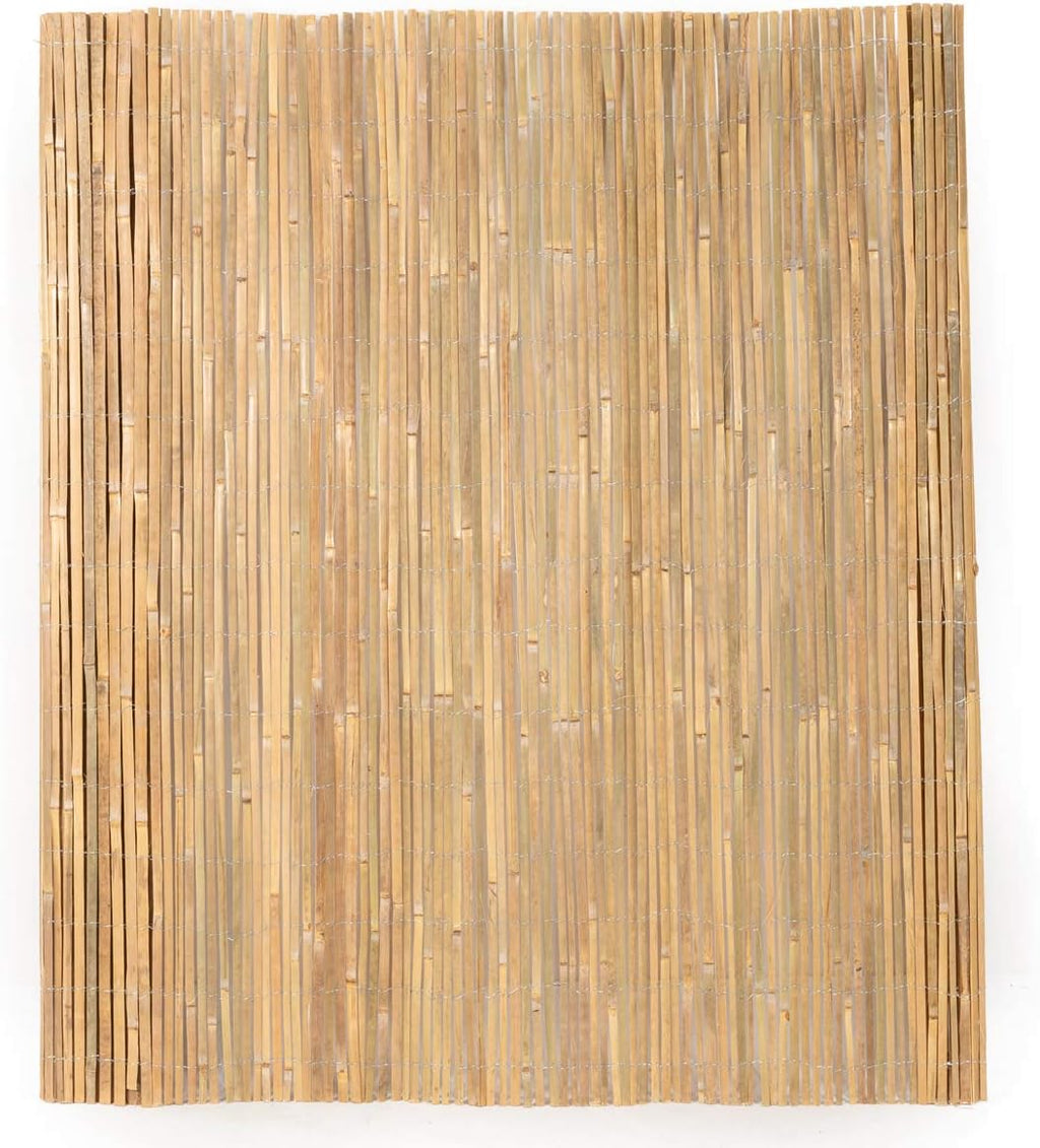 Mininfa Natural Bamboo Slat Screening, Eco-Friendly Privacy Slat Fence, Bamboo Screen Panel Roll for Balcony or as Wind and Sight Protection (1.2m x 4m)