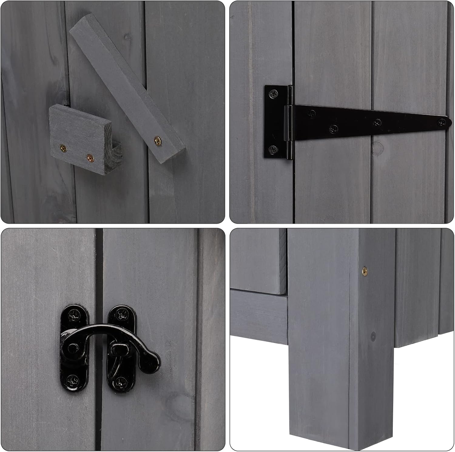 Outvita Outdoor Storage Shed, 70 Inch Wooden Garden Storage Cabinet, Waterproof Tool Storage Cabinet with Lockable Door, Wooden Garden Shed Outdoor Shed for Garden Backyard Lawn(Grey)