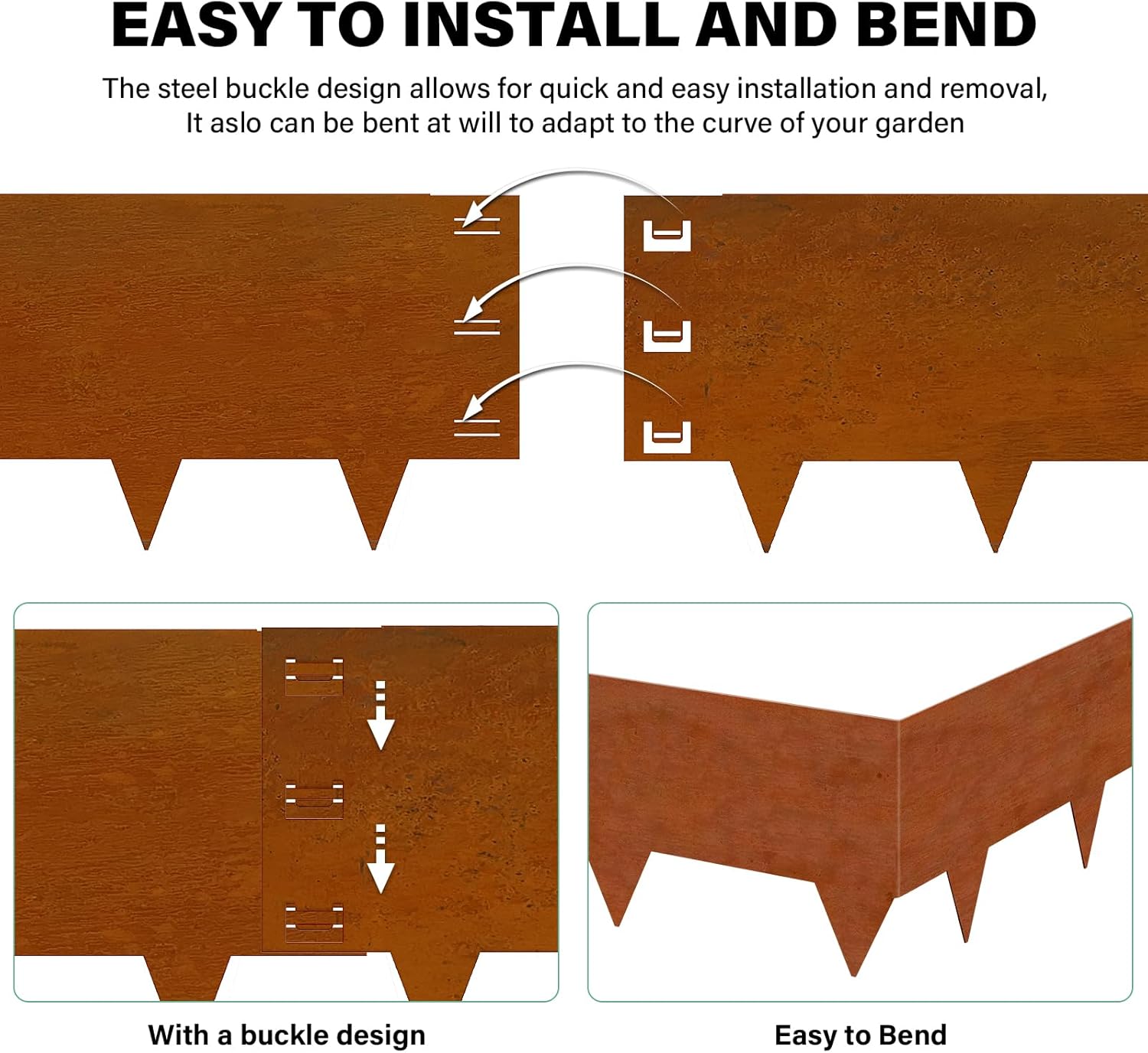 Cor-Ten Steel Landscape Edging 12 Inch,20Ft 6-Pack Rust-Resistant Metal Landscape Edging,Steel Edging for Landscaping,Yard,Garden,Lawn