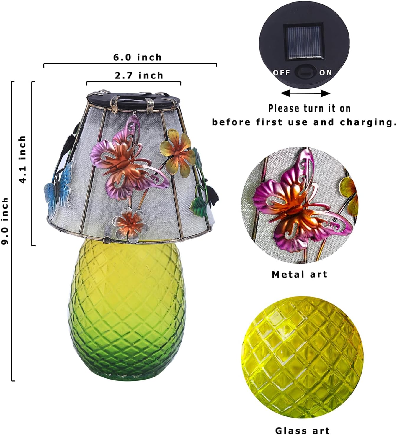 Butterfly Solar Garden Lights Outdoor Decor - Waterproof Tabletop Solar Lamp - Cordless Table Lamps for Garden Patio Porch Yard Backyard Balcony Wedding, Gifts for Mom