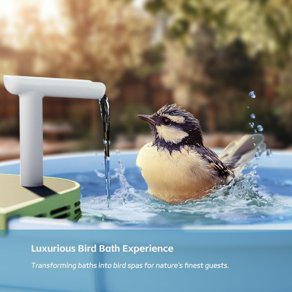 RELI Birddy Original Smart Bird Bath with Camera Solar Powered, Automatic Flowing Birdbath with Birds Watching Camera, AI Identify, Live View, Instant Notify, Ideal Gift for Bird Lovers
