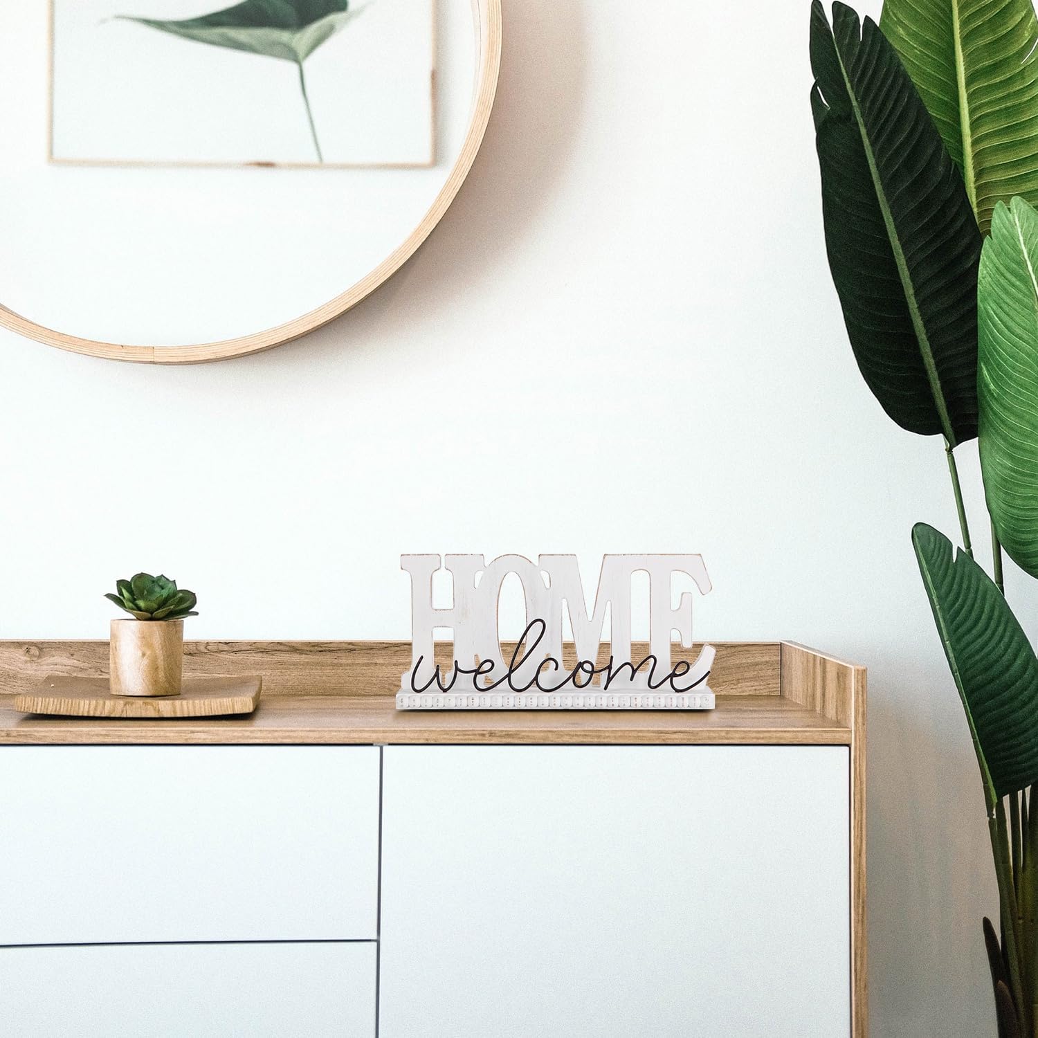 NIKKY HOME Wood Home Signs, Rustic Home Letter Signs Free Standing, Decorative Tabletop Word Signs, Farmhouse Welcome Signs for Entryway Decor Living Room Shelf