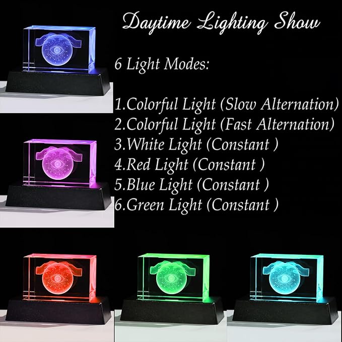 Qianwei 3D Crystal Evil Eye Decor - Evil Eye Light Halloween Witch Figurines Occult Medieval Goth Satanic Home Desk Decor Witchy Gifts Horror Lilith Statue