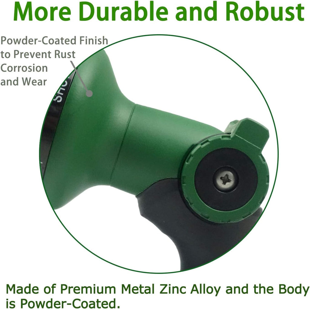 Garden Hose Nozzle Thumb Control Heavy Duty Metal Water Nozzle with Adjustable Watering Patterns High Pressure Hose Nozzle Sprayer, Pefect for Car Washing and Pets Showering