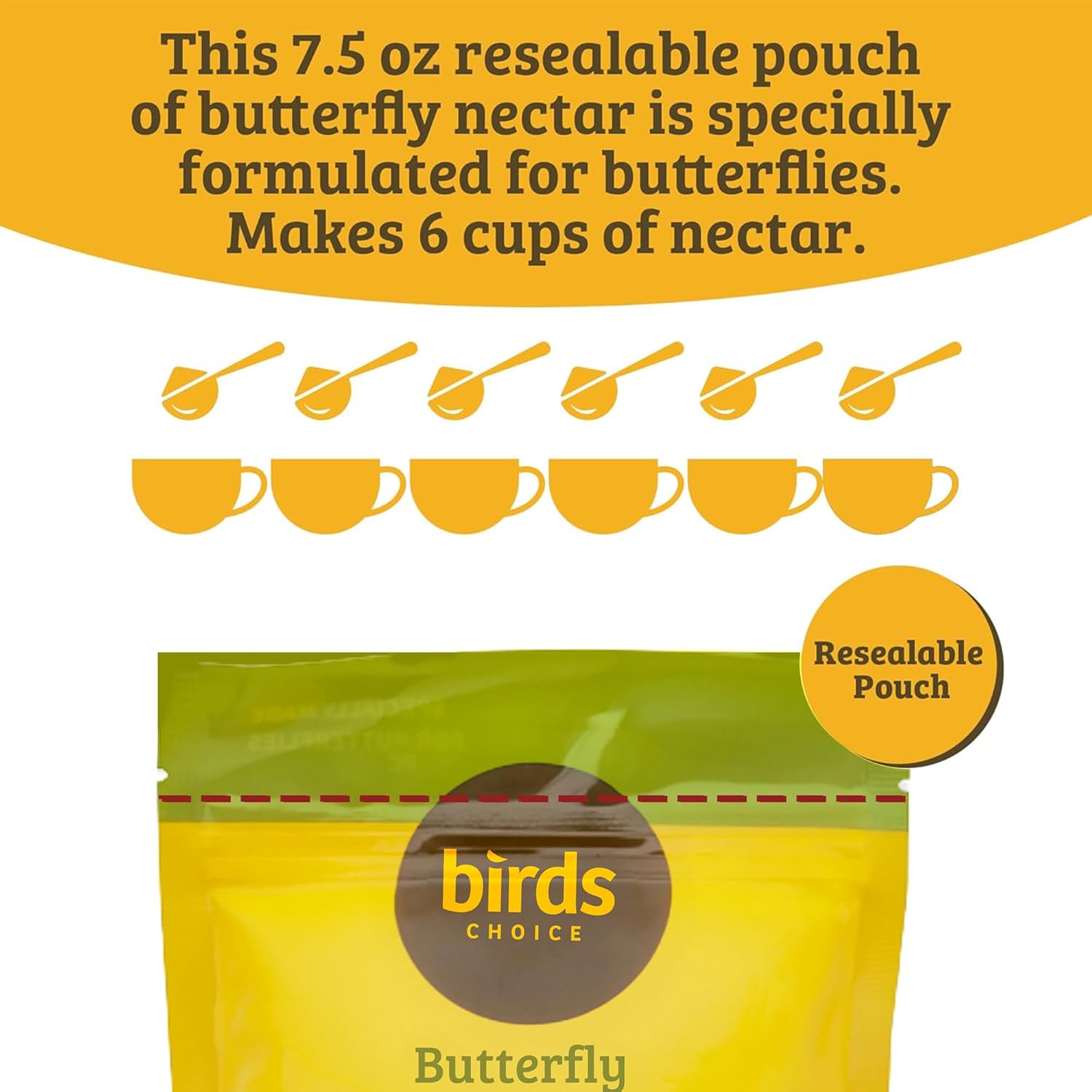 Birds Choice Butterfly Feeder with 12 oz Nectar Capacity and Fruit Trays + Butterfly Nectar 7.5 oz Resealable Pouch (Makes Up to 6 Cups)