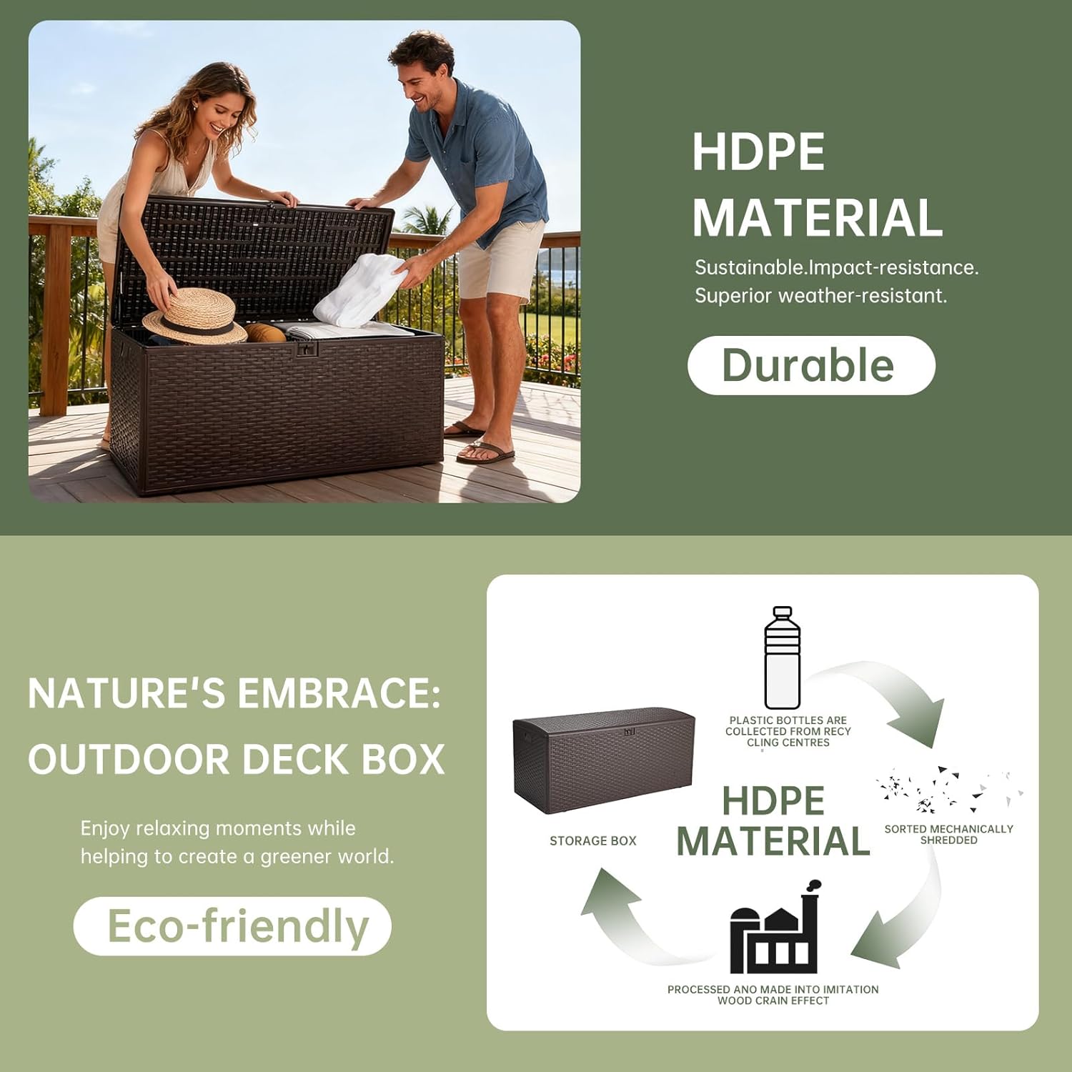 150 Gallon Large Resin Outdoor Storage Box,Waterproof Deck box for Patio Furniture,Garden Tools,Lockable Patio Storage Box,Blow-Molded HDPE