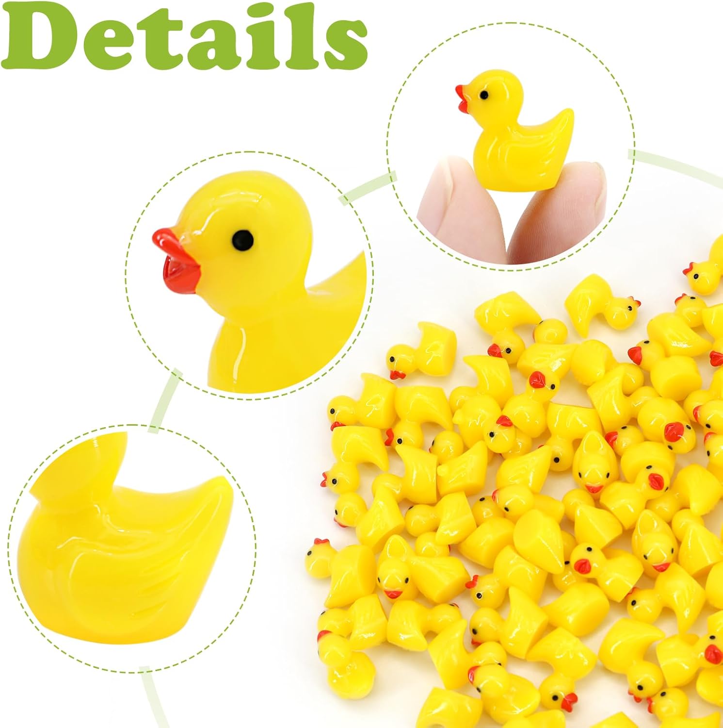 100pcs Mini Resin Ducks Bulk, Yellow Tiny Ducks 100 Pack for Miniature Fairy Garden Landscape Dollhouse Accessories, Small Bulk Micro Resin Ducks for Cake Decoration DIY Crafts
