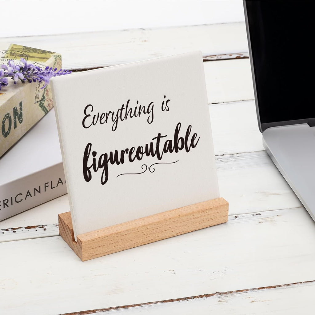 Inspirational Gifts for Team Coworker Friend Graduates Teenage Girl Boy, Encouragement Positive Office Decor Accessories Cheer Up Plaque - Everything is Figureoutable Mental Health Sign