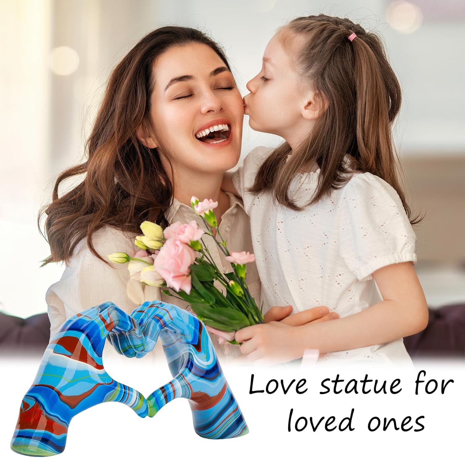 Fluid Blue Decor for Living Room Bedroom Bookshelf Coffe Table, Personalized Finger Home Accents, Modern Art Aesthetic Statues, Resin Sculpture for Reading Decor