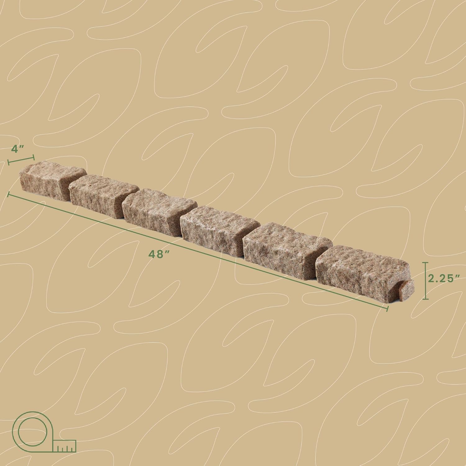 Beuta Landscape Edging | Garden Edging Border | Faux Stone Bricks for Lawn Edging, Flower beds, Pathways & Yard Edging– 1 Pack | Each Section Has 6 Bricks 48" L x 4" W x 2.25" H | 3 Spikes |Sandstone