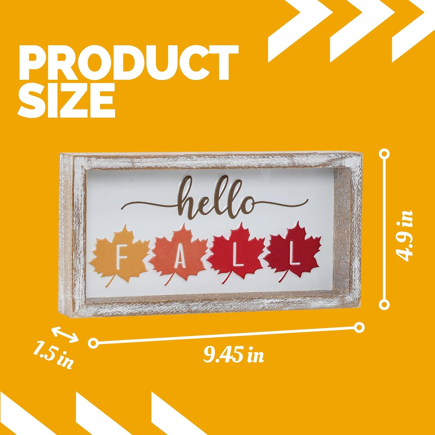 Embossed Hello Fall Sign, Farmhouse Fall Decorations for Home, Modern Autumn Home Decor Indoor, Wooden Thanksgiving Tiered Tray Decor for Table Shelf Cubicle Desk Mantel