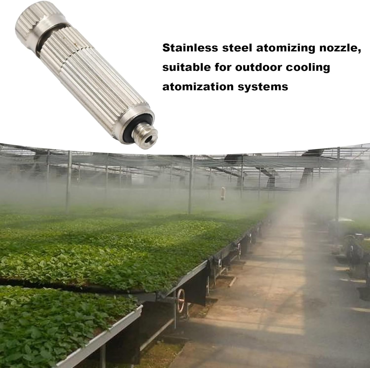 10 Pcs High Pressure Misting Nozzles Stainless Steel for Outdoor Cooling Misting System, High Pressure Anti Drip Cleanable, 3/16" Thread (0.8mm)