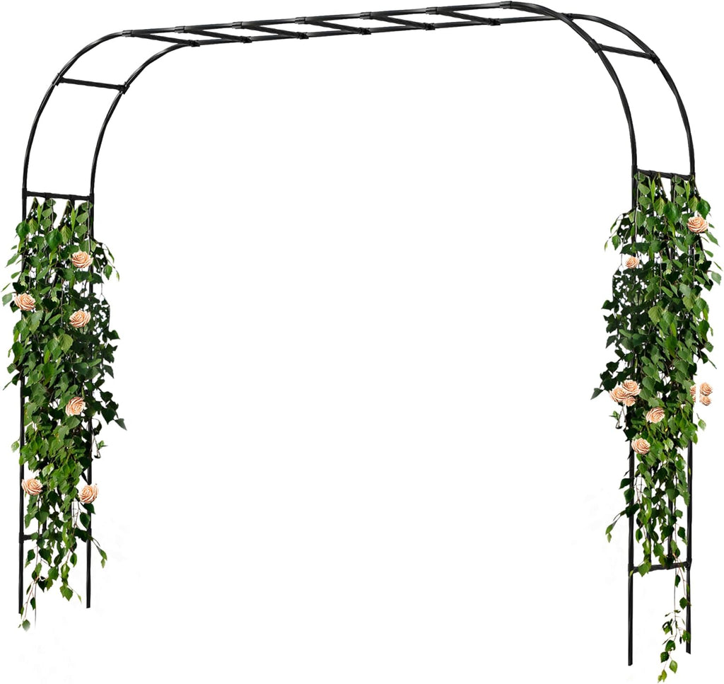 Garden Arch Trellis, Trellis Arch for Climbing Plants Outdoor, 10.5 x 7.9FT Metal Full Garden Arbor, Trellises for Patio Lawn Backyard, Large Garden Archway Decoration Black 126" x 94.5in