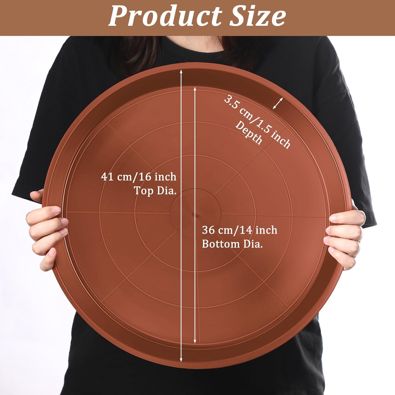 Eccliy 12 Pcs Plastic Plant Saucers Round Plant Tray Large Flower Pot Heavy Duty Planter Water Trays Thick Planter Drip Saucers for Indoors and Outdoors(16 Inch,Red)