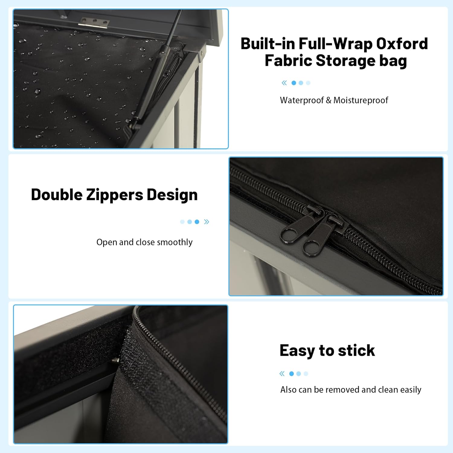 Outdoor Storage Box, 100 Gallon Metal Deck Box Built-in a Oxford Fabric Storage Bag, Lockable & Waterproof Outside Patio Storage Box for Cushions, Tools, Pool Floats- Grey