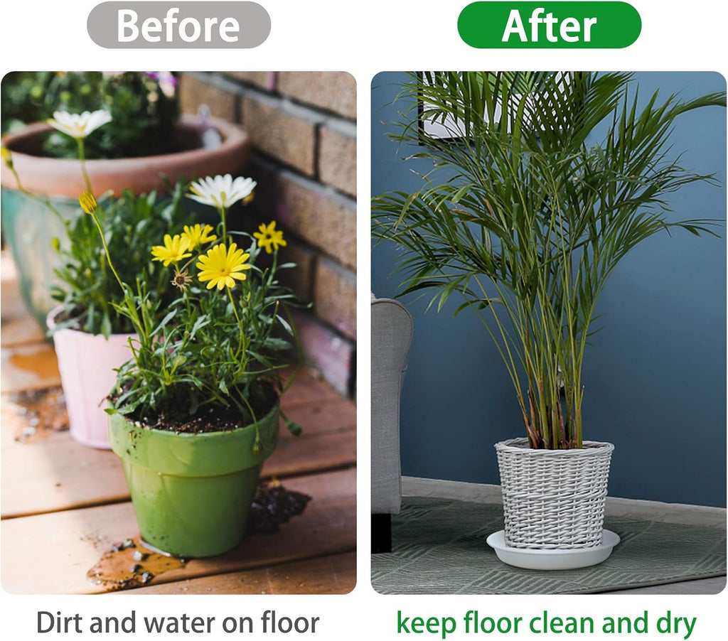 3 Pack Plant Saucer Heavy Duty Sturdy Drip Trays for Indoor and Outdoor (16 Inch, White)