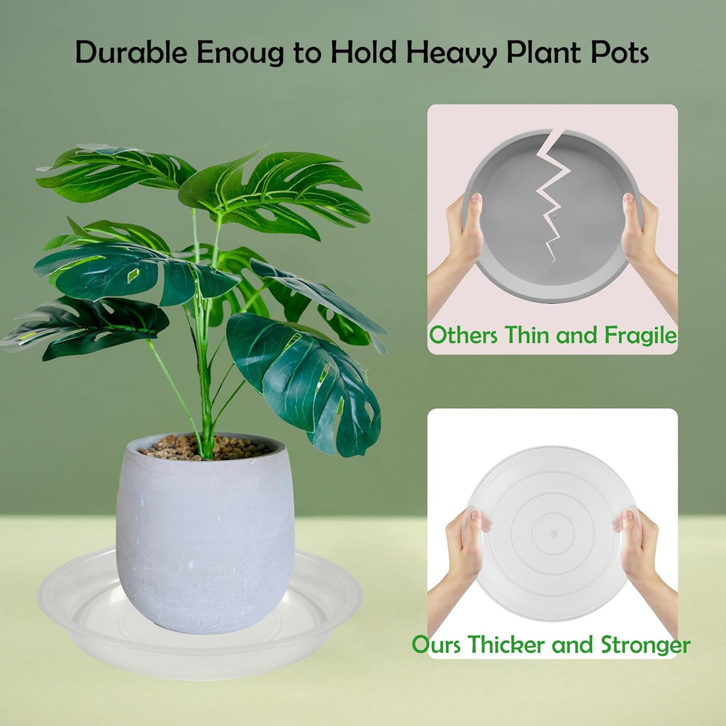 4 Pack 14 Inch Round Plant Saucers for Less 11.8 Inch Pot Indoors Outdoors Plant Trays for Pots Planter Saucer Plastic Plant Drip Tray Planter Water Tray for Potted Plants(Clear, 13.8"(4pcs))