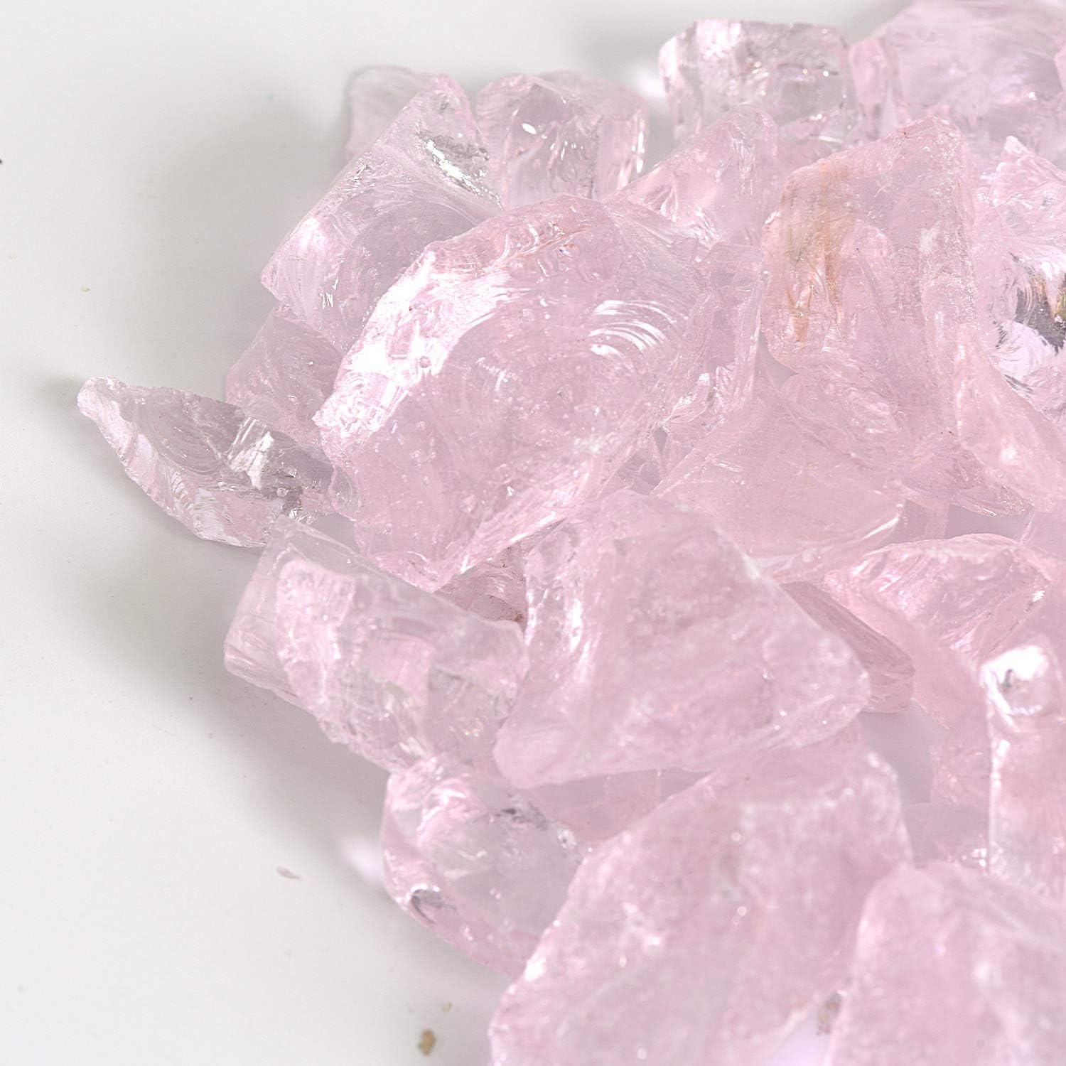 High Luster Reflective Fire Glass Gravel,Fire Gems,Fire Drops,Fire Glass Pebbles Stones Beads Chips for Fire Pit Fish Tank Aquarium Garden,1-2cm,540g/1.19lb (Pink)