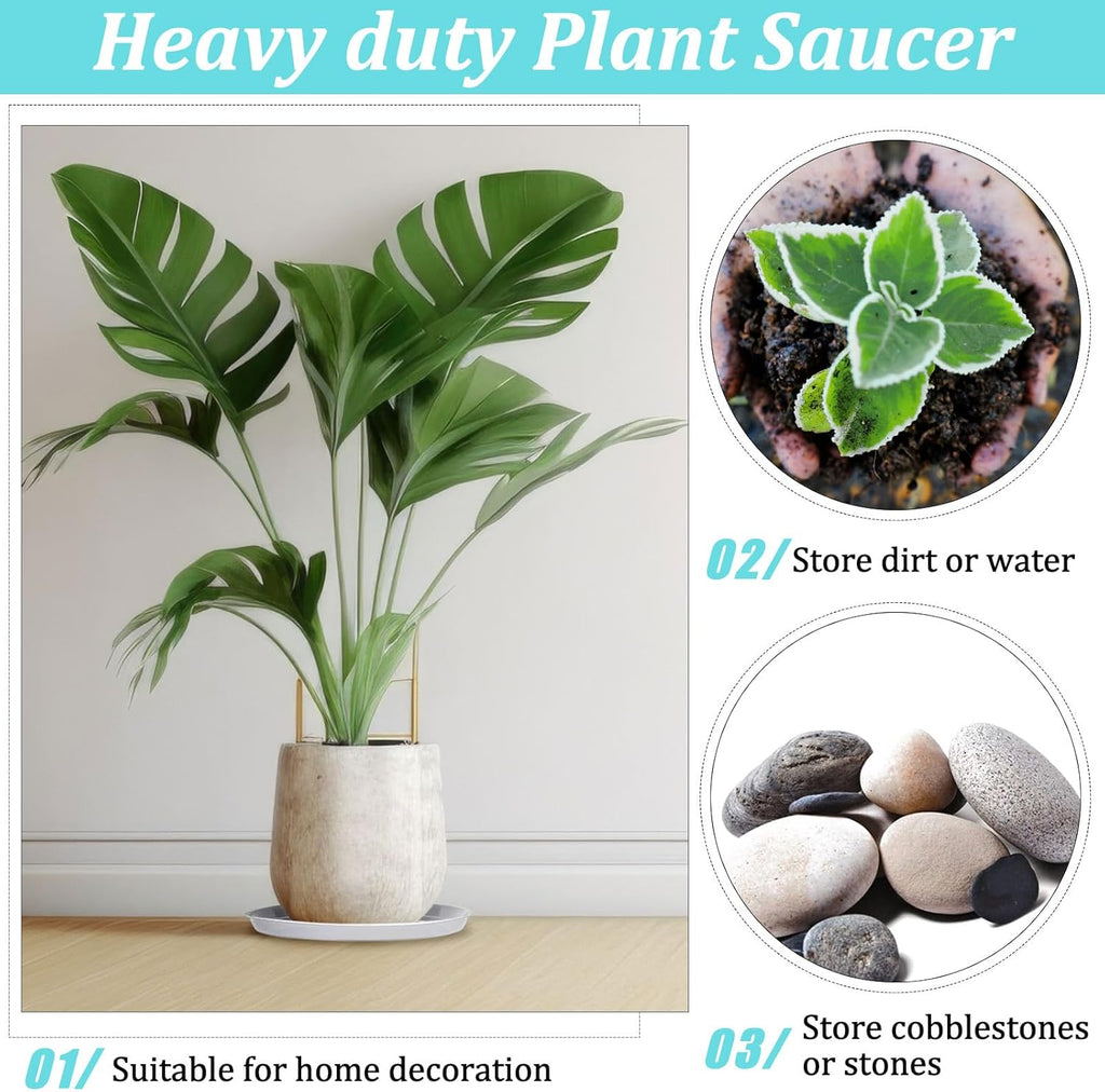 Eccliy 12 Pcs Plastic Plant Saucers Round Plant Tray Large Flower Pot Heavy Duty Planter Water Trays Thick Planter Drip Saucers for Indoors and Outdoors(18 Inch,White)