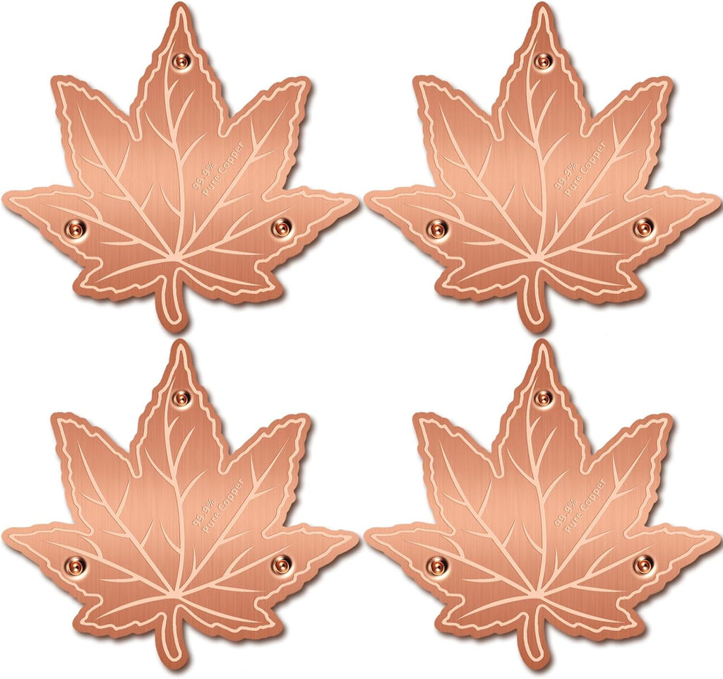 Bird Bath Copper Disk,Bird Bath Purification Disk 0.6mm Reinforced 99.99% Pure Copper Cleaning Disk with 3-Point Support,Fits Outdoor Birdbath & Bowl,Provide Safe Clean Water,Maple Leaf-4Pcs