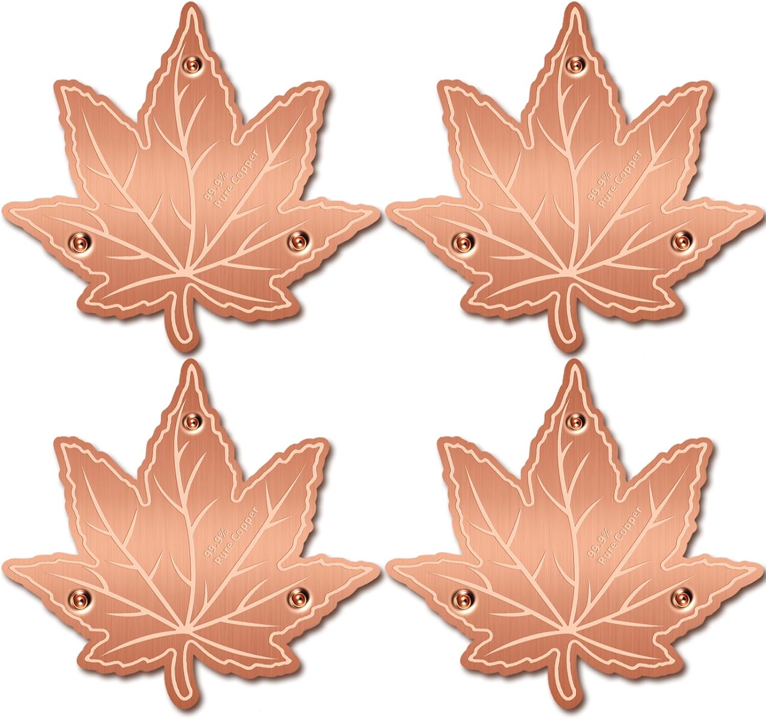 Bird Bath Copper Disk,Bird Bath Purification Disk 0.6mm Reinforced 99.99% Pure Copper Cleaning Disk with 3-Point Support,Fits Outdoor Birdbath & Bowl,Provide Safe Clean Water,Maple Leaf-4Pcs