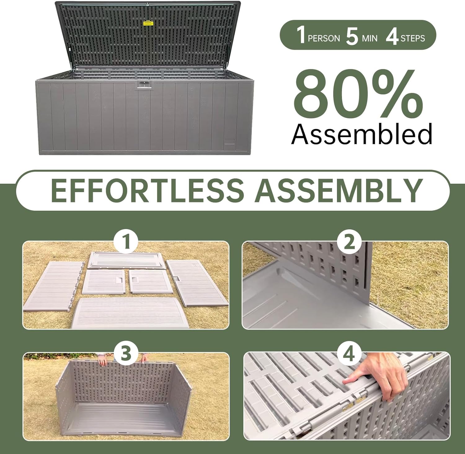 205 Gallon Extra Large Resin Outdoor Storage Box,Waterproof Deck box for Patio Furniture,Garden Tools,Lockable Patio Storage Box,Blow-Molded HDPE