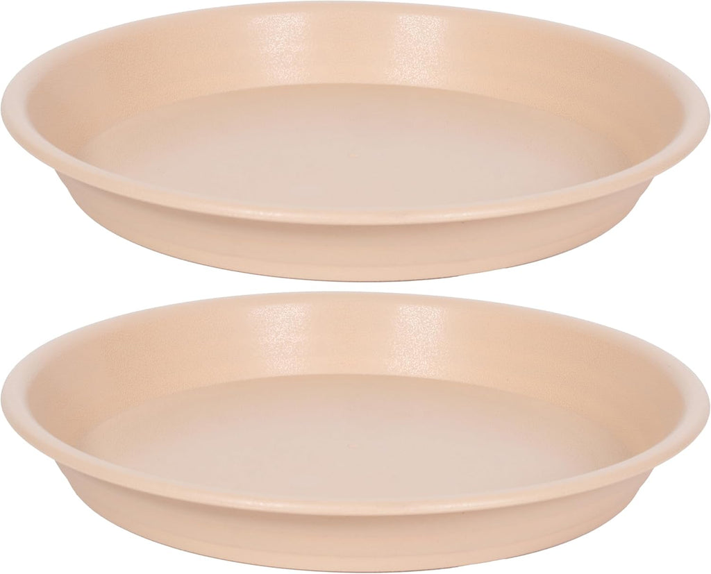 2 Pack Plant Saucer Drip Tray 11 12 inch, Pot Base for Plants Indoor, Plastic Flower Planter Saucers and Drip Trays for Outdoors, Heavy Durable Plant Plate Water Catcher (12", Beige)