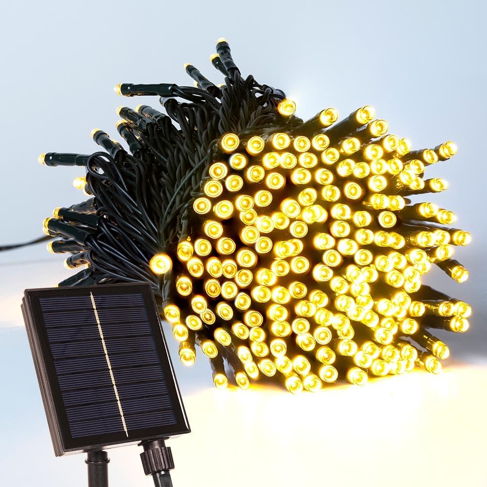Solar String Lights for Outside High Bright Outdoor Waterproof Solar Powered String Lights with Remote for Tree Garden Backyard Patio Porch (Warm White, 100FT 300 LED)