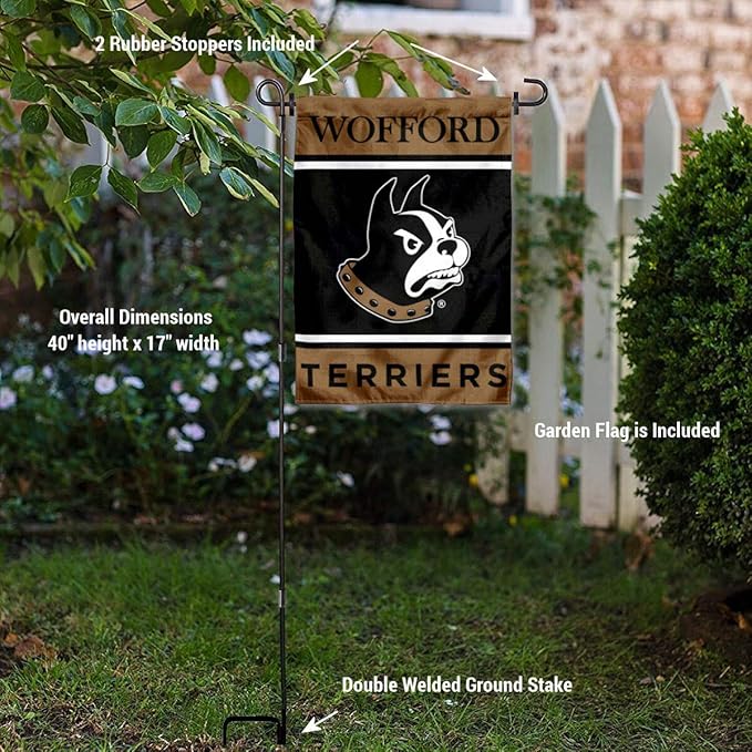 College Flags & Banners Co. Wofford Terriers Garden Flag with Stand Holder