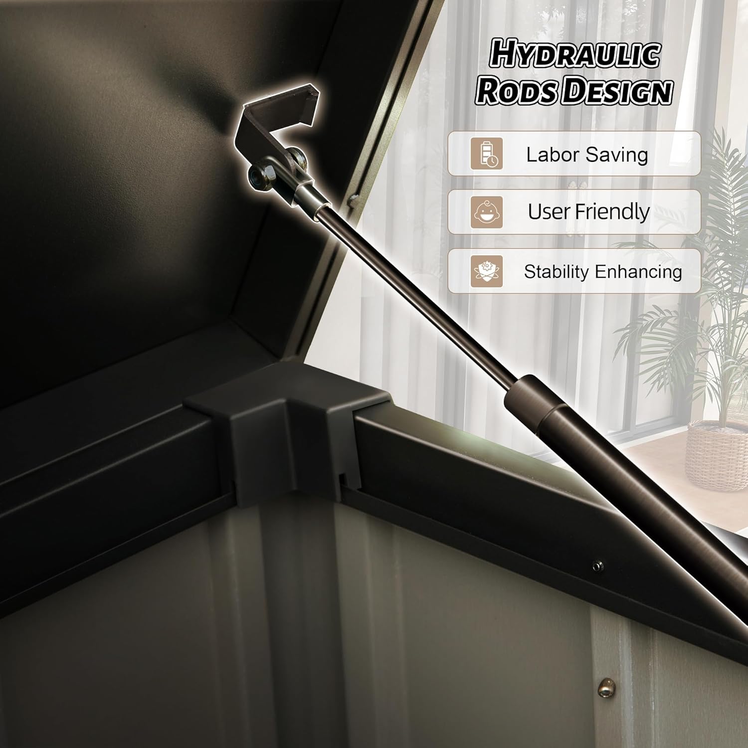 Outdoor Storage Box, 120 Gallon Metal Deck Box Waterproof, Outside Steel Storage Lockable Cabinet, Indoor Storage Bin Container for Patio/Poolside/Backyard Cushions, Pillow- Brown