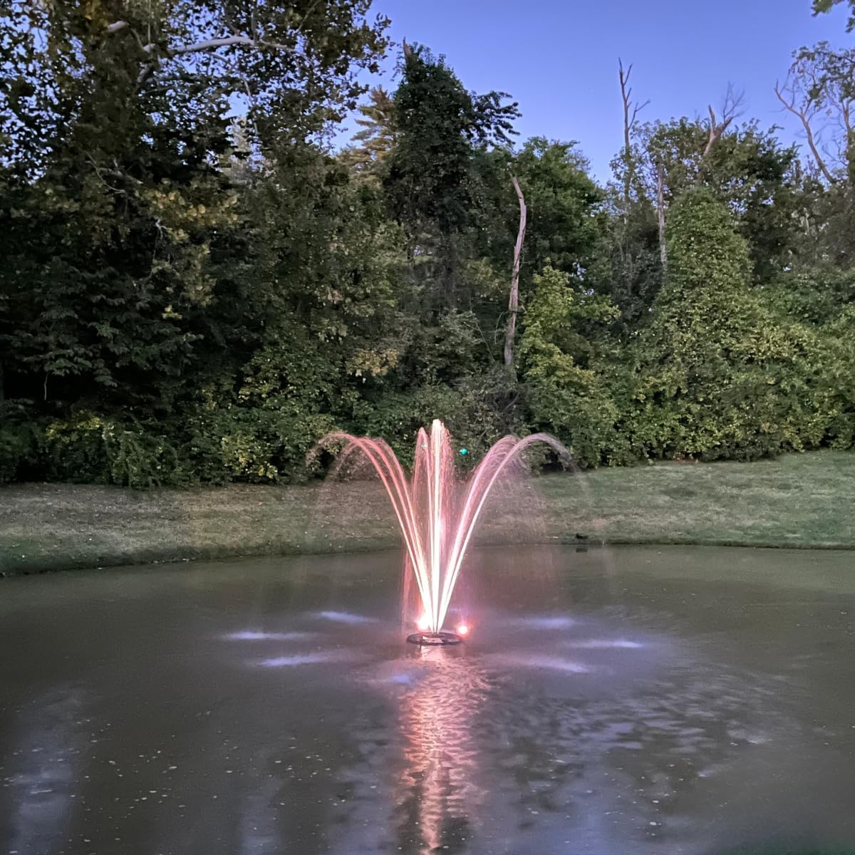 HALF OFF PONDS Floating Fountain – 3/4 HP Pond Aerator, 200' Cord – 8,000 GPH Water Pump – 11 Spray Patterns - White LED Lights - for Ponds, Lakes & Water Gardens