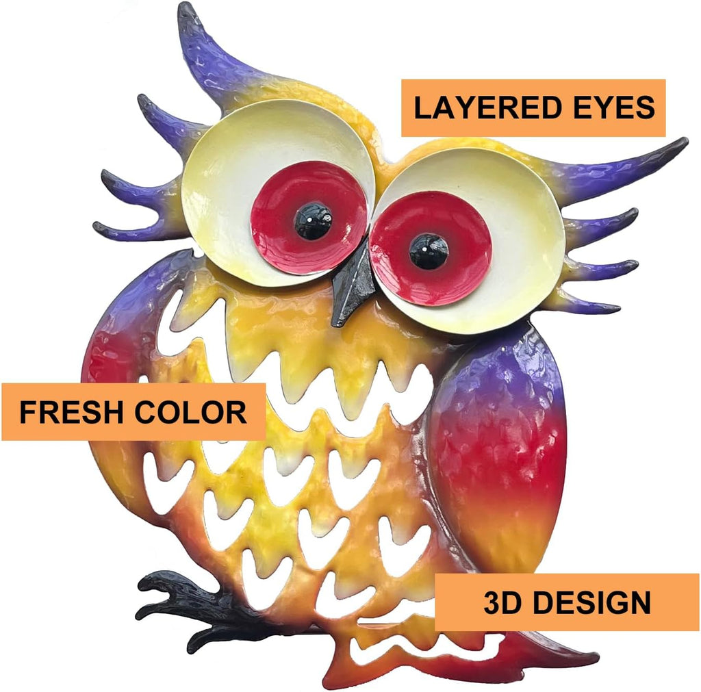 Pack of 2 Metal Fresh Color Owl Garden Statues Silhouette Couple Stakes Decorative Outdoor Animal Sculptures for Yard Décor and Lawn Ornaments