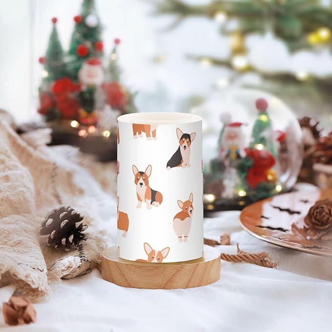 Vdsrup Flameless Candles Set of 2 Funny Welsh Corgi LED Candles with Timer Battery Operated Dog Candle Lights Flickering with Remote for Home Bedroom Decor
