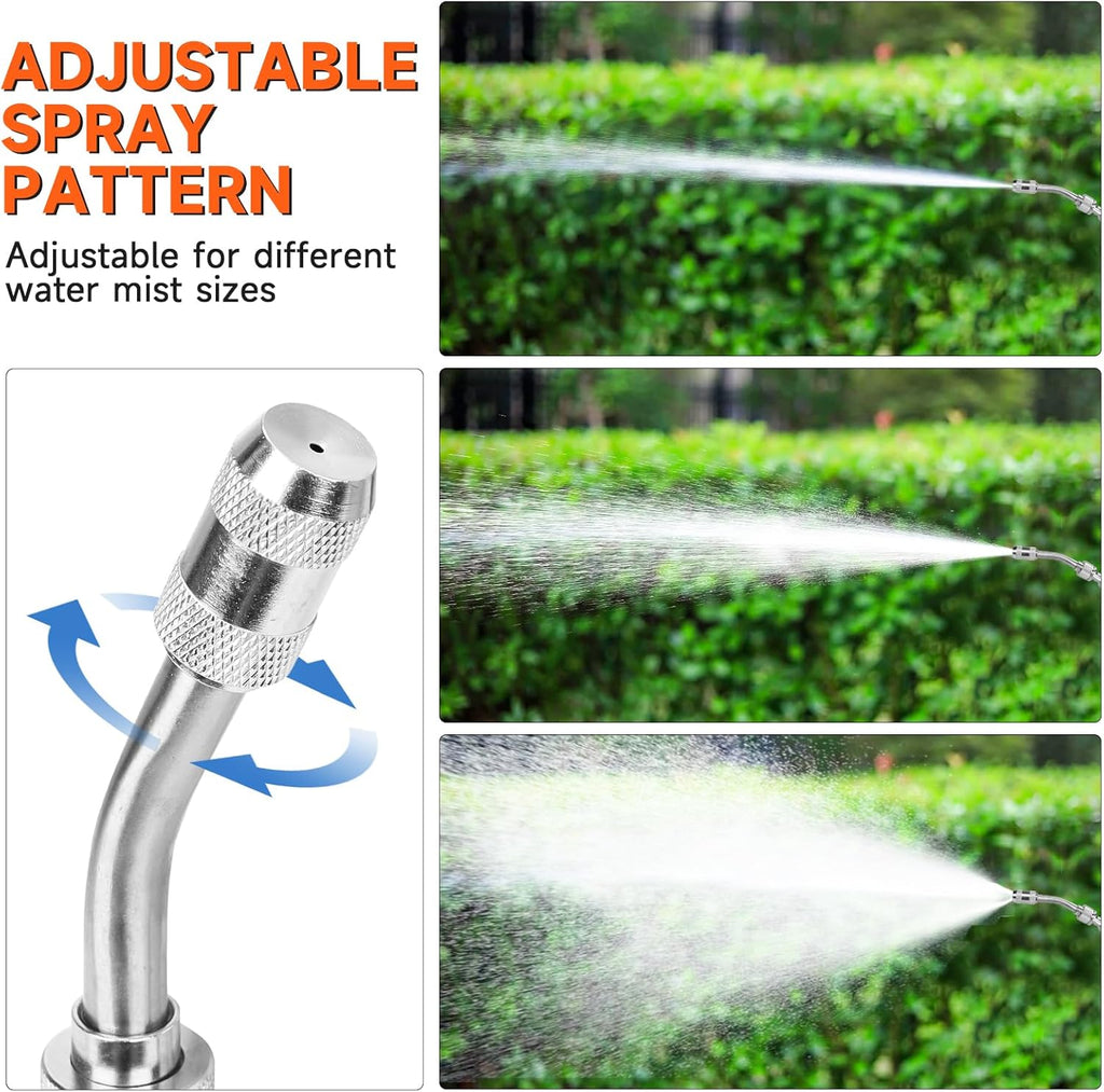 All Metal 44 Inches Replacement Sprayer Wand, Garden Hose Watering Wand with 3/4'' Brass Connector, 1/4" & 3/8" Brass Barb for Most Sprayer Hoses, Built-in Stainless Steel & 2 Hose Clamps